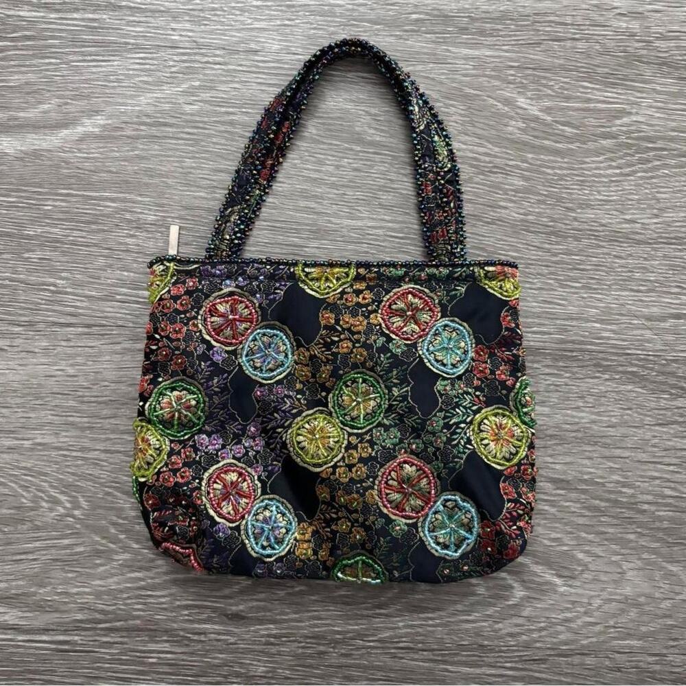 Vintage whimsigoth beaded embroidered multicolor bag